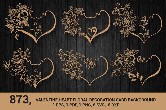 Valentine’s Day Floral Heart Wooden SVG