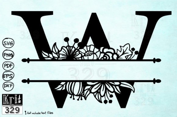 W Alphabet Floral Split Monogram
