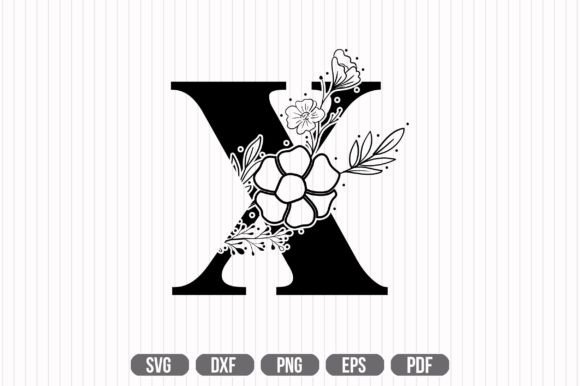 X Floral Capital Alphabet SVG