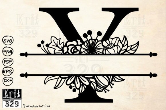 Y Alphabet Floral Split Monogram